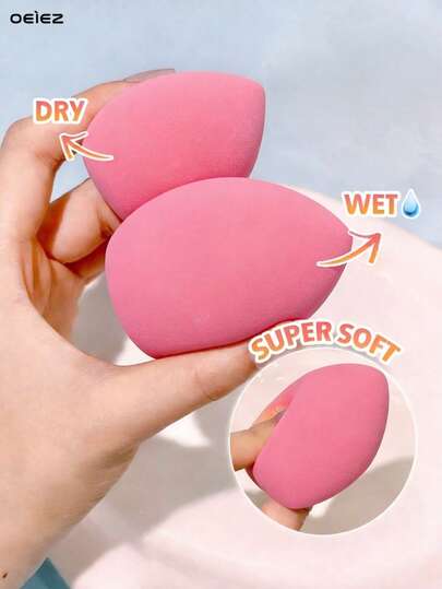 OEIEZ 4 miếng mút trang điểm màu hồng mềm mại, thích hợp cho kem nền dạng lỏng, kem và phấn phủ, có thể dùng ướt hoặc khô, dụng cụ tán kem trang điểm hàng ngày và khi đi du lịch.