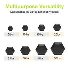 2*25LB Mancuernas Hexagonales De Caucho5LB 10LB 15LB 20LB 25LB Gimnasio - 25 libras - Ver 3