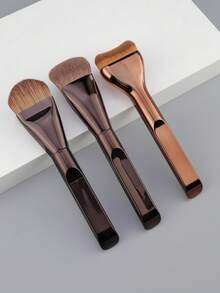 3pcs Ultra-Thin Foundation Brush Set, Premium Makeup Tools Gift, Suitable For Liquid Cream Cosmetics, High-End Beauty Brushes - Multicolor - View 3