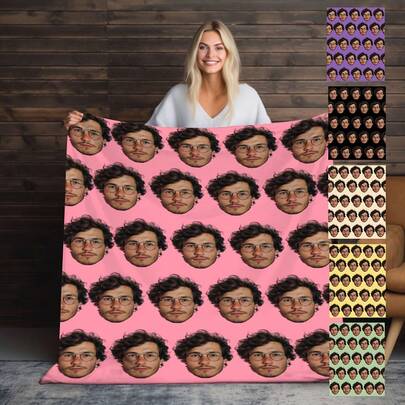 1 Peça Cobertor Personalizado, Cobertor Personalizado, Cobertor de Flanela Macio com Impressão Engraçada Personalizada, Cobertor de Sofá, Cobertor de TV