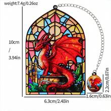 Fantasy Stained Glass Dragon Acrylic Bookmark Set - Gothic Window Design With Charm Pendant, Perfect Gift For Bookworms & Fantasy Fans - SQ1901 - View 16