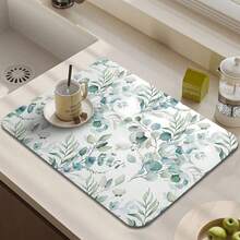 1pc Herb Printed Absorbent Mat, Kitchen Countertop Draining Pad, Bathroom Vanity Cup Coaster, Toilet Anti-Slip Pad, Kitchen & Bathroom Accessories - Multicolor - View 13