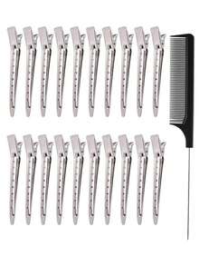 20 st. hårspännen med stylingkam, 3,5 tums hårspännen i metall med krokodilmönster, hårspännen i metall med lockar, hårspännen i metall, näbbspännen, med 1 st. stjärtkam, för kvinnor, frisör och smink - Multifärgad - Visa 12