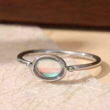 Inel oval minimalist clasic pentru femei, o alegere versatilă pentru naveta și un accent rafinat pentru ținutele de petrecere, potrivit pentru diverse ocazii, un cadou de sărbători simplu, dar rafinat. - Argint - Vizualizare 4