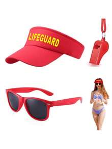 Bộ trang phục cứu hộ mùa hè 3/5 món, trang phục hóa trang kỳ nghỉ vui nhộn bao gồm mũ đi biển, kính thời trang màu đỏ, còi, túi đựng ván lướt sóng, trang phục đi nghỉ mát trên biển. Bộ trang phục cứu hộ mùa hè - 3/5 món: Mũ đỏ, kính thời trang, còi, băng đeo cổ tay và túi đựng ván lướt sóng, trang phục lướt sóng kỳ nghỉ, trang phục hóa trang dự tiệc. - Nhiều màu - Xem 9