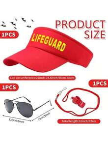 Bộ trang phục cứu hộ mùa hè 3/5 món, trang phục hóa trang kỳ nghỉ vui nhộn bao gồm mũ đi biển, kính thời trang màu đỏ, còi, túi đựng ván lướt sóng, trang phục đi nghỉ mát trên biển. Bộ trang phục cứu hộ mùa hè - 3/5 món: Mũ đỏ, kính thời trang, còi, băng đeo cổ tay và túi đựng ván lướt sóng, trang phục lướt sóng kỳ nghỉ, trang phục hóa trang dự tiệc. - Nhiều màu - Xem 7