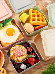 1pc/4pcs Sandwich Box Container, Reusable Bento Box, Toast-Shaped Lunch Box With Lid, Can Hold Salad, Fruit And Vegetables, Bread, Snacks, Suitable For Office, School, Picnic, Camping, Party, Etc., Perfect As A Gift For Family And Friends - View 2