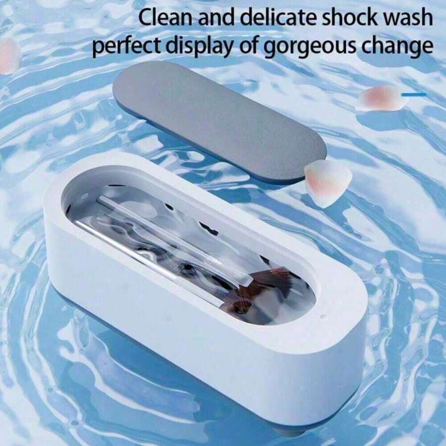Portable Ultrasonic Jewelry Cleaner Machine, Multifunctional Cleaning Tank For Rings, Necklaces, Watches, Dentures, Glasses & Coins, High Frequency Vibration Cleaning Tool For Home & Personal Care - White - View 1