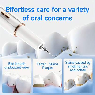 Limpiador dental eléctrico inalámbrico de 500 mAh, limpiador de dientes eléctrico recargable por USB, adecuado para viajes y uso doméstico