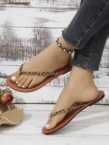 Dép xỏ ngón nữ mới, hàng mới về mùa Xuân/Hè, phong cách dự tiệc bãi biển, phong cách sinh viên, kỳ nghỉ, thời trang unisex, punk, avant-garde, thanh lịch, retro, gothic, boho, lễ hội bãi biển, ngoài trời. - màu nâu - Xem 4