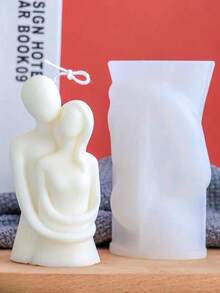 1pc 3D Romantic Couple Scented Candle Silicone Mold DIY Portrait Couple Minimalist Art Ornament Creative Decor Diffuser Plaster Silicone Mold - A-White - View 5