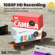 YAIUZGOO 迷你高清数码相机钥匙扣，可更换镜头，手动模式 - 轻松上传至移动设备，适合Vlog、旅行、聚会和学生生活（MECHA风格白色） - 迷你钥匙扣相机，拇指相机，1080P全高清复古数码相机，复古微型相机 - 完美的生日礼物 - 查看 2