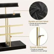 1 Giá trưng bày trang sức 3 tầng, giá đựng dây chuyền bằng kim loại phủ nhung, giá treo đa năng dùng để đựng dây chuyền, vòng tay, bông tai, nhẫn. - Nhiều màu - Xem 3