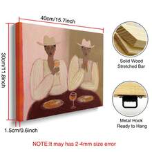 1幅装裱/未装裱复古西部牛仔女郎葡萄酒晚餐帆布海报抽象厨房吧台车墙面艺术印刷品极简主义装饰复古画，适用于公寓、客厅、餐厅、现代家居装饰 - Poster - 查看 12