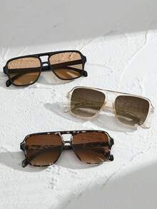 时尚轻便的双光束眼镜，男女皆宜，大镜框，休闲设计，蟾蜍形状，高端质感，防晒，飞行员风格时尚眼镜。 - 彩色 - 查看 2