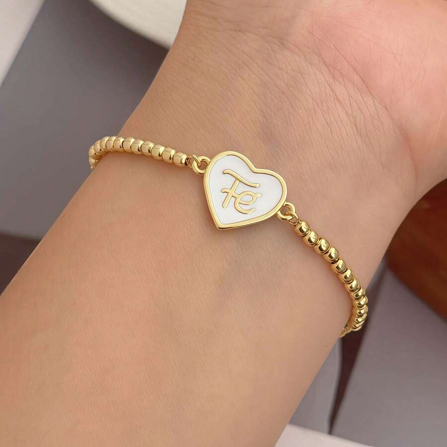 1pc Fashion Heart Double Layer Bracelet - Multicolor - View 1