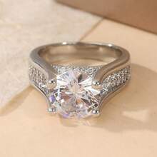 Double Layer Hollow Zirconia Ring, Elegant Luxury Women's Party Exquisite Gift - Silver - View 2