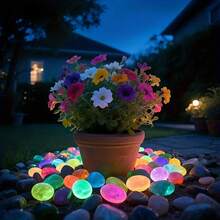 28 Oversized Luminescent Stones - Self-Lighting, Solar-Operated/Battery-Free , Ideal For Indoor/Outdoor Christmas, Garden, Aquarium, Party Decorations - Assorted Colors - Sturdy All-Weather Decoration - Multicolor - View 3