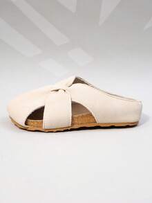 1 Pair Girls' Simple Hollow Out Slippers, Multi-Functional Outdoor Slouchy Shoes, Summer (Sole/Insole Color Random) - Beige - View 4