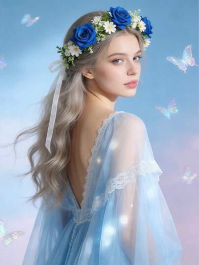 1 vòng hoa cài tóc thanh lịch dành cho nữ, thích hợp cho đám cưới, tiệc tùng, sự kiện, du lịch, trang phục Hawaii, phụ kiện tóc cho nữ.