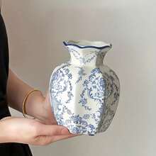 1pc Blue And White Porcelain Vases, Retro Home Decoration Vases, Adding French Country Elegance To The Home, Gifts, Home Decoration Ornaments, Flower Arrangement Art - Blue and White - 查看 8