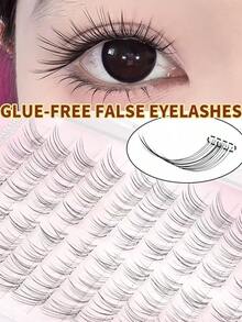 80pcs Eyelash Extension Clusters, No Glue Needed, Suitable For Dates, Transparent & Natural Fluffy Appearance, Glue-Free Eyelash Clusters - C - View 5