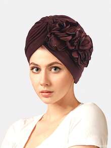 1件装女士3D立体花卉头巾帽，化疗帽，婚礼教堂帽，适合日常佩戴 - 彩色 - 查看 10