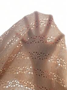 Spring And Summer Women's Elegant Dresses, Casual Knitted Short Sleeved Skirts, Hollowed Out Vacation Beach Dresses Suitable For Evening Beach Wear - 卡其色 - 查看 9