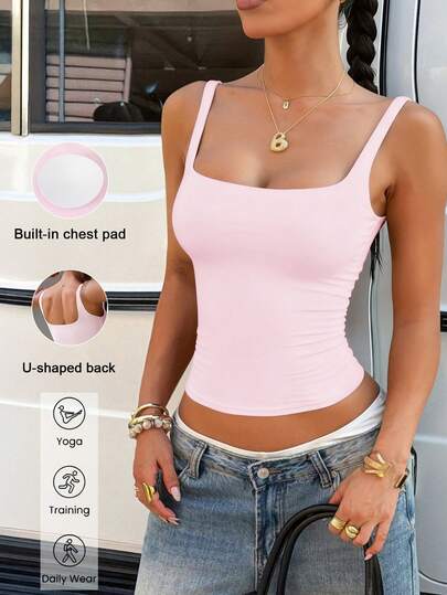 Regata Esportiva Feminina Aoqta com Costas Abertas, Roupa Casual Adequada para Corrida ao Ar Livre, Fitness, Yoga e Pilates