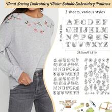 LAMYA Giấy ổn định thêu tan trong nước, dán và khâu, có in sẵn họa tiết hoa lá để làm đồ thủ công DIY. - A18-2 - Xem 2