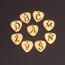 3个/套 心形吊坠 不锈钢英文字母吊坠 A-Z 字母饰品，适用于手工手链、耳环等珠宝制作 - 吊墜 - 查看 5