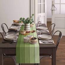 Ombre Moss Green, Polyester Farmhouse Rustic Vintage Barn Wood Texture Tablecloth, Non-Slip For Kitchen, Home, Dining, Outdoor Use - Multicolor - View 4