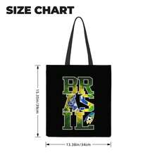 Brazil National Team BRASIL Letter Canvas Tote Bag, 2026  World Cup Reusable Shopping Bag For Seleção Fans, Vintage Casual Shoulder Bag - màu đen - Xem 6