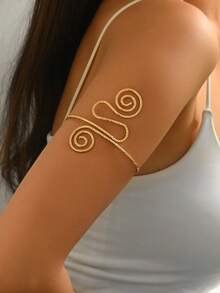 1件几何线条圆形臂环手镯，女士臂环，适合海滩派对、舞会、婚礼、日常佩戴 - 彩色 - 查看 5