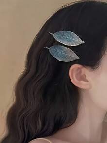 5个/2个叶子形状发夹，BB夹，刘海夹，侧夹，女士发饰 - 彩色 - 查看 3