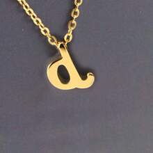 1pc Minimalist Stainless Steel 26 Initial Letter Necklace Pendant, Suitable For Commuting And Daily Wear - Yellow Gold - View 30