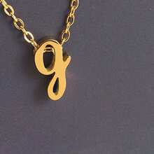 1pc Minimalist Stainless Steel 26 Initial Letter Necklace Pendant, Suitable For Commuting And Daily Wear - Yellow Gold - View 28