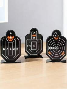 3pcs Outdoor Hunting Archery Equipment Metal Small Steel Targets, Shooting Range Training Targets, Steel Soft Bullet Portable Training Targets, Suitable For Carrying Accessories - Black - View 1