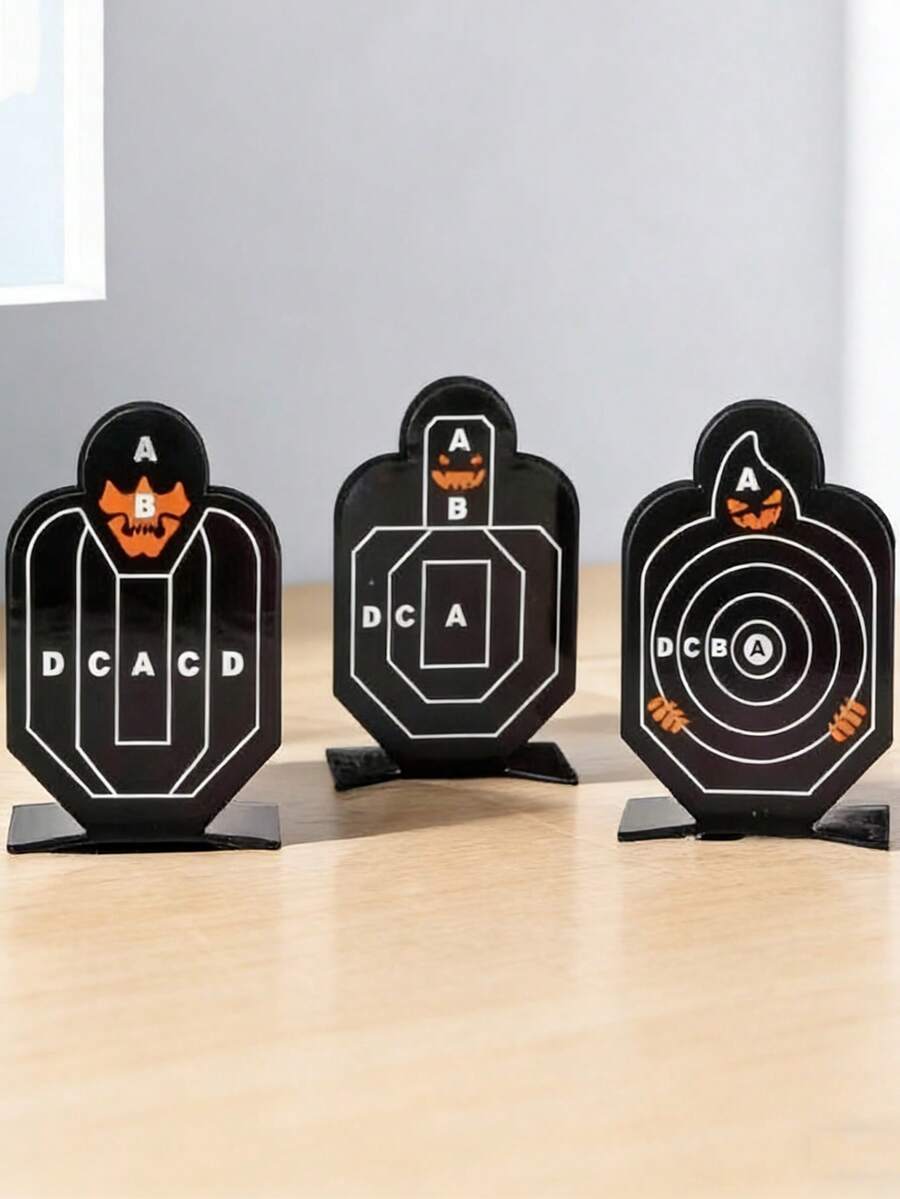 3pcs Outdoor Hunting Archery Equipment Metal Small Steel Targets, Shooting Range Training Targets, Steel Soft Bullet Portable Training Targets, Suitable For Carrying Accessories - Black - View 1