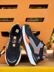 男女通用新款透气安全鞋，防砸防滑防刺穿工作鞋，轻便舒适建筑防护鞋，男女劳动防护鞋，男女户外运动鞋 - 黑橘色 - 查看 10