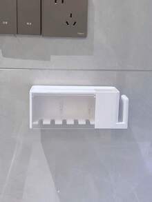 1pc Self-Adhesive 5-Slot Wall Mounted Toothbrush Holder With Cover, Suitable For Shower, Bathroom, Dorm, Can Hold Toothpaste And Toothbrush Cup (Cup Not Included) - Multicolor - View 15