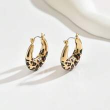 1 Đôi bông tai khoen tròn thời trang, tinh tế, thanh lịch mang phong cách retro họa tiết da báo, phù hợp cho phụ nữ đeo hàng ngày. - Nhiều màu - Xem 4