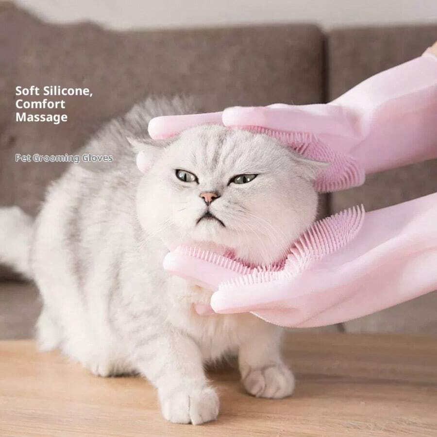 Găng tay chải chuốt thú cưng, đồ dùng tắm rửa và vệ sinh, găng tay chà rửa cho chó mèo, bàn chải silicon rửa sạch thú cưng, găng tay massage diệt ve rận