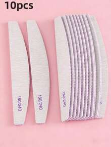 10 件装专业半月形指甲锉，180/240 目，美甲用品，美甲工具，美甲艺术工具，指甲，美甲工具（用于修整）。 - 灰色 - 查看 10