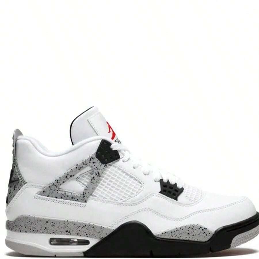 Nike Air Jordan 4 Retro Sneakers - Authentic Iconic Basketball Shoes | Viral 2026 Men's High-End Retro Streetwear | Premium Leather & Mesh Performance Trainers | Classic Air Cushioning & Support Wings | Legendary Designer Athletic Footwear - White Cement - 查看 1