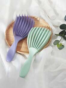 女士8齿梳，干湿两用，适用于直长发、浓密卷发、易打结头发。贝壳梳，雕花光泽，蓬松顺滑，防静电不伤发，按摩头皮，猪肋骨，气垫梳，多功能女士顺发按摩梳 - 多色 - 查看 4