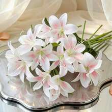 6/1pc Champagne Artificial Lily Flower, Lifelike Floral Decor Suitable For Home Decor, Bouquets, Home Decoration, DIY Wedding Bride Gift, Birthday Party Supplies, Tabletop Decor, Yard Decor, Wedding Decoration, Bouquets, Fake Flowers, Back To School Decor - Champagne - View 5