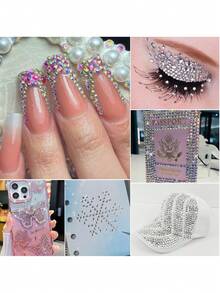 24pcs Colorful Nail Art Decorations, Flat Asymmetrical Rhinestones, Resin Rhinestones, Nail Jewelry Accessories Nails - Multicolor - View 6