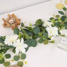 Dây leo bạch đàn nhân tạo dài 3,8 mét với hoa, hoa hồng giả và hoa baby's breath, vòng hoa trang trí màu xanh lá cây cho đám cưới, tiệc mùa xuân tại nhà, đồ thủ công, trang trí bàn làm việc, trang trí đám cưới kiểu phương Tây, dây leo hoa hồng nhân tạo thủ công. - Màu xanh Bạc hà - Xem 9