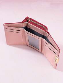 Women Short Zipper Tri-Fold Wallet With Butterfly Metal Decor Fashion New Multi-Card Slot Handheld Coin Purse Wallet Purse Wallet Mini Wallet Small Wallet - màu đen - Xem 4